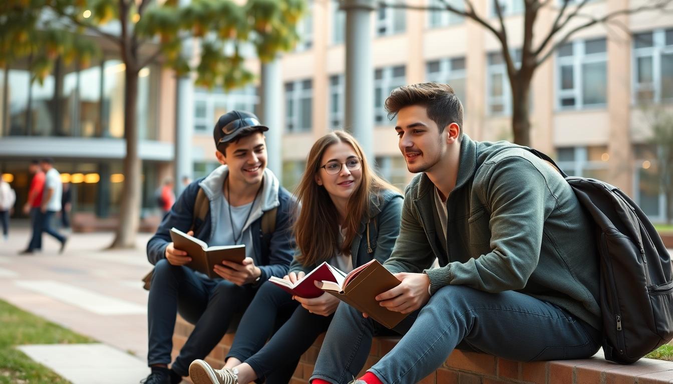 Student using learning strategies while studying